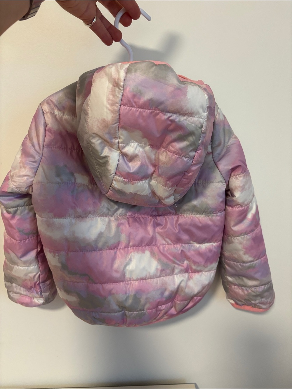 Joe Fresh Pink, White & Silver Tie-Dye Puffer Jacket - Picture 2 of 2